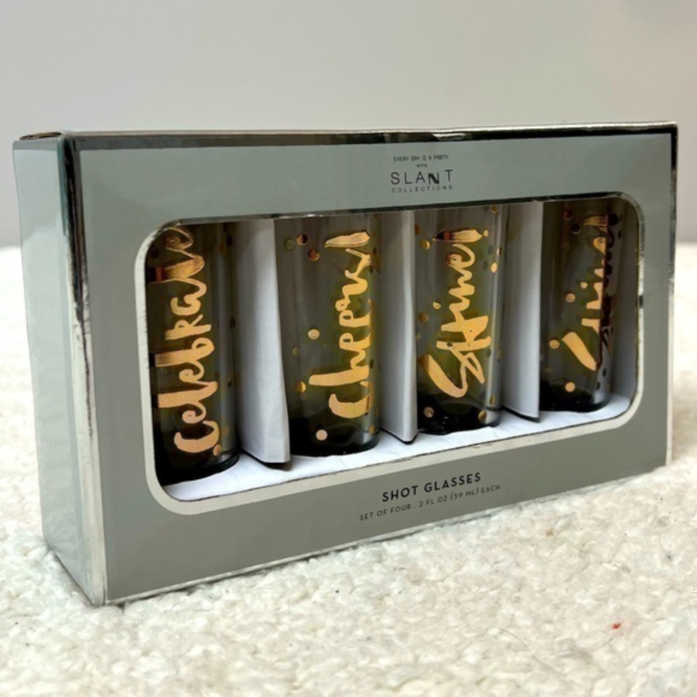 Slant "Celebrate" Glass Shot Glass Set of 4